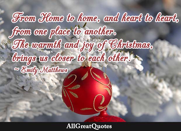 The warmth and joy of Christmas, Brings us closer to each other