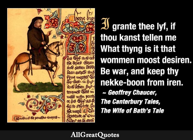 What thyng is it that wommen moost desiren - Wife of Bath's Tale