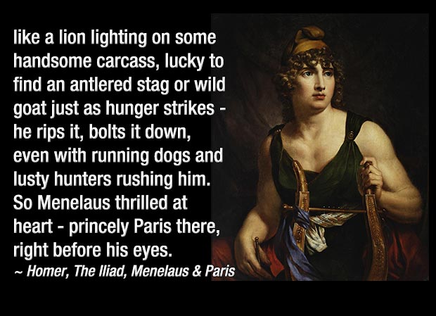 Menelaus sees Paris facing him in battle - The Iiad