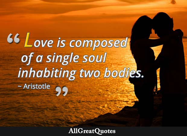 Love is composed of a single soul inhabiting two bodies - Aristotle